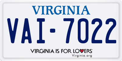 VA license plate VAI7022