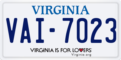 VA license plate VAI7023