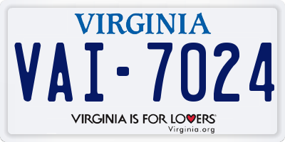 VA license plate VAI7024