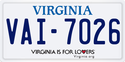 VA license plate VAI7026