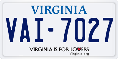 VA license plate VAI7027