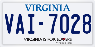 VA license plate VAI7028