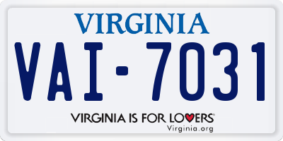 VA license plate VAI7031