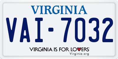 VA license plate VAI7032