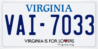 VA license plate VAI7033