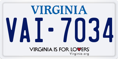 VA license plate VAI7034