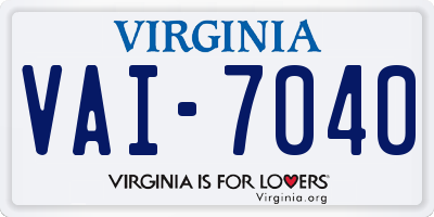 VA license plate VAI7040