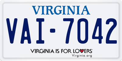 VA license plate VAI7042