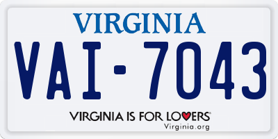 VA license plate VAI7043