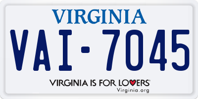 VA license plate VAI7045