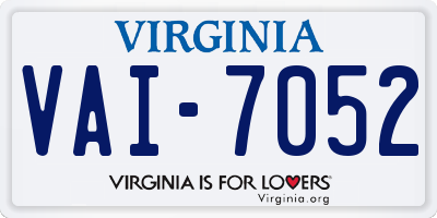 VA license plate VAI7052