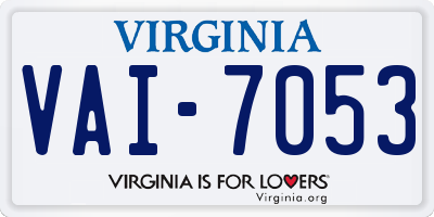 VA license plate VAI7053