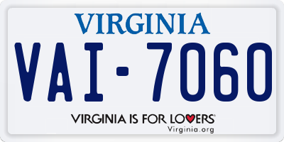 VA license plate VAI7060