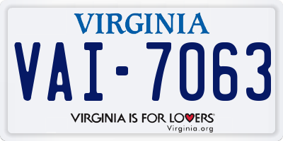 VA license plate VAI7063
