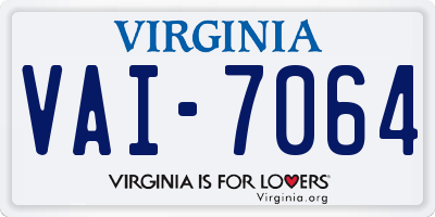 VA license plate VAI7064