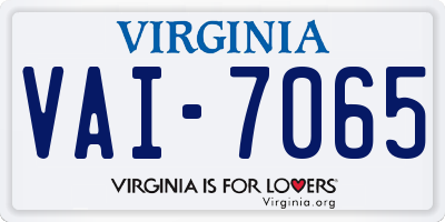 VA license plate VAI7065