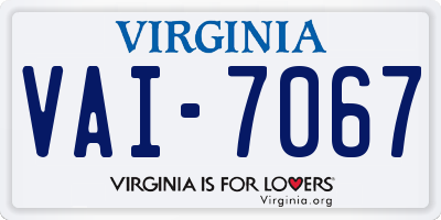 VA license plate VAI7067