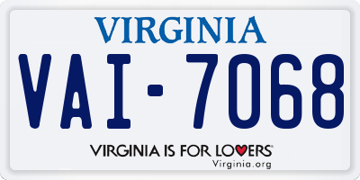 VA license plate VAI7068