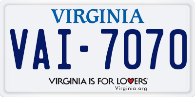 VA license plate VAI7070
