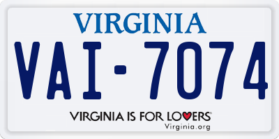 VA license plate VAI7074