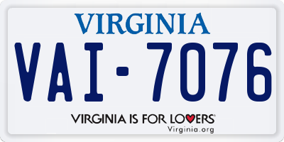 VA license plate VAI7076