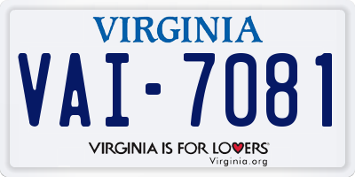 VA license plate VAI7081
