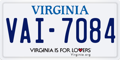 VA license plate VAI7084
