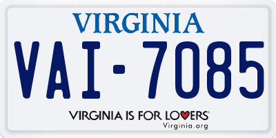 VA license plate VAI7085
