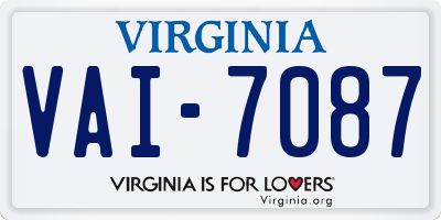 VA license plate VAI7087