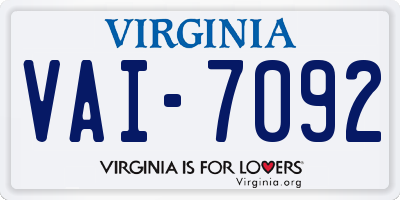 VA license plate VAI7092