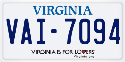 VA license plate VAI7094