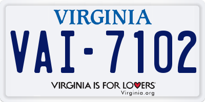 VA license plate VAI7102