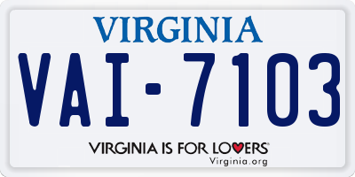 VA license plate VAI7103