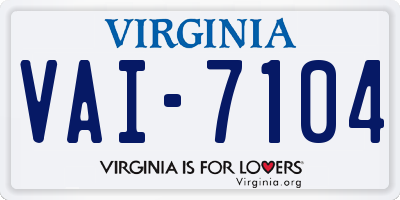 VA license plate VAI7104