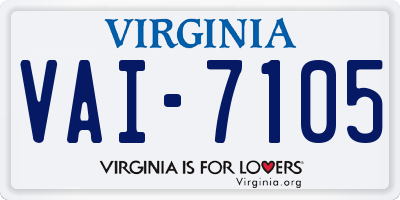 VA license plate VAI7105