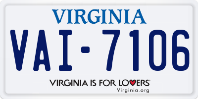 VA license plate VAI7106