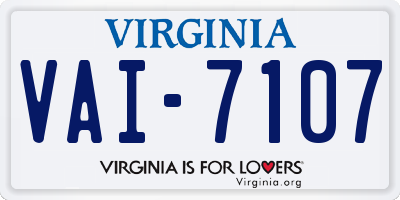 VA license plate VAI7107