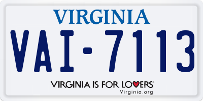 VA license plate VAI7113
