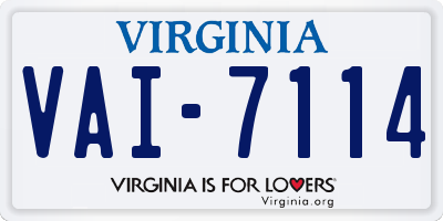 VA license plate VAI7114