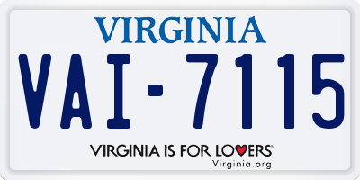 VA license plate VAI7115