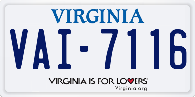 VA license plate VAI7116