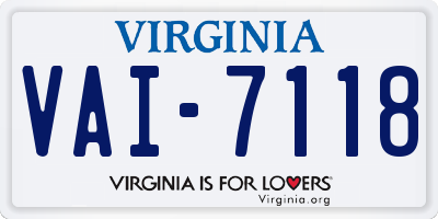 VA license plate VAI7118
