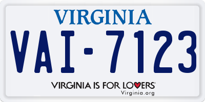 VA license plate VAI7123