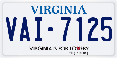 VA license plate VAI7125