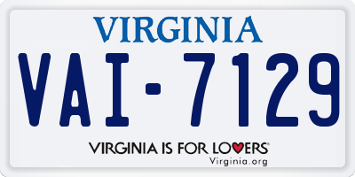 VA license plate VAI7129