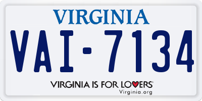 VA license plate VAI7134
