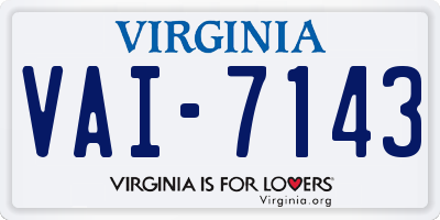 VA license plate VAI7143