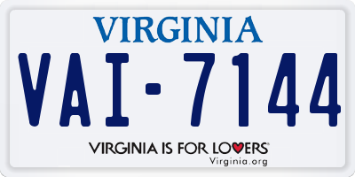 VA license plate VAI7144