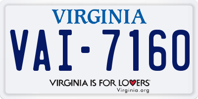 VA license plate VAI7160