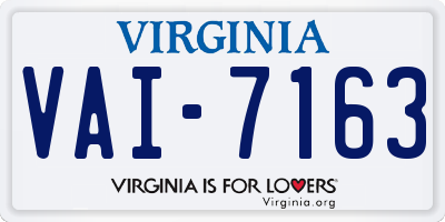 VA license plate VAI7163
